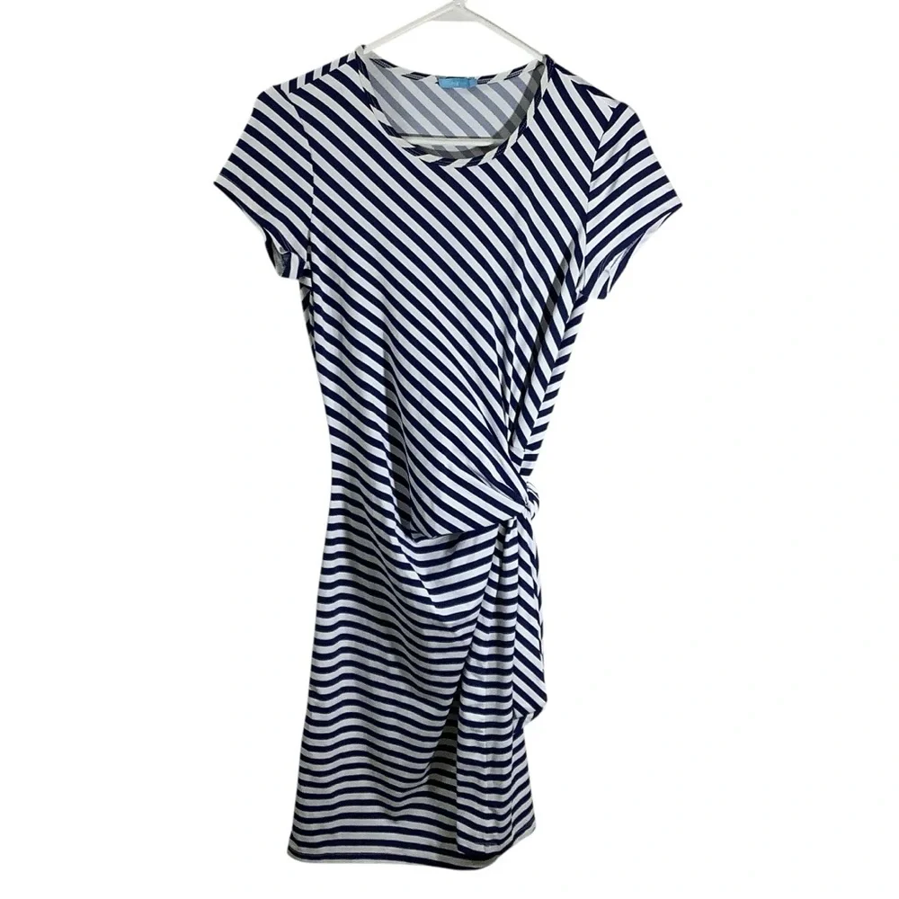 J. McLaughlin Navy and White Elora Striped Dress Striped Nautical